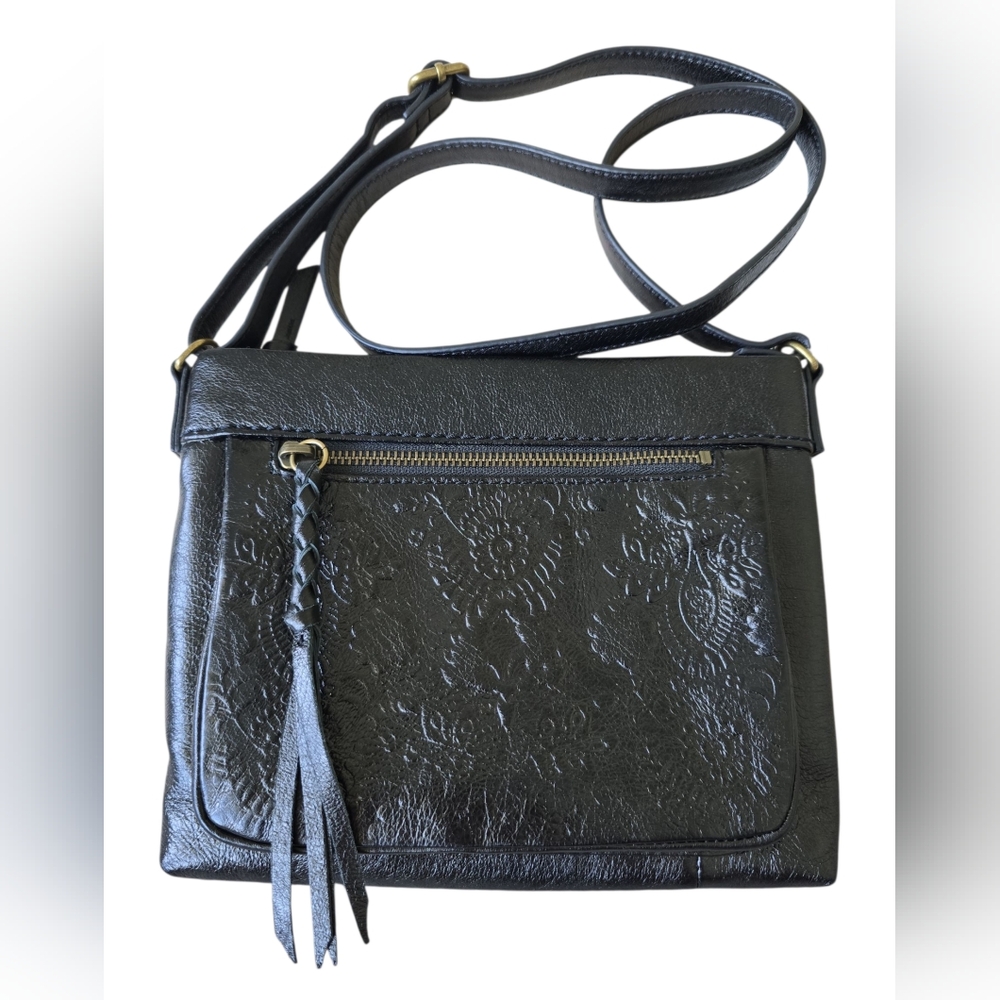 EUC The Sak Womens Sanibel Leather Mini CrossBody Bag in black